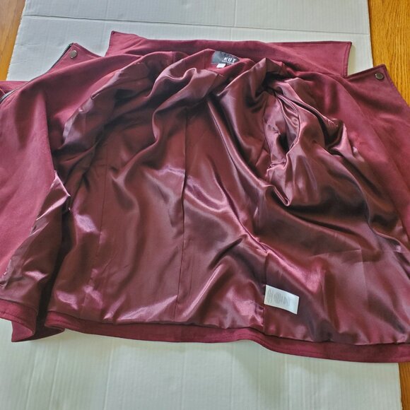 Kut From the Kloth Plum  Faux Suede Moto Eveline Jacket Large - Picture 6 of 12